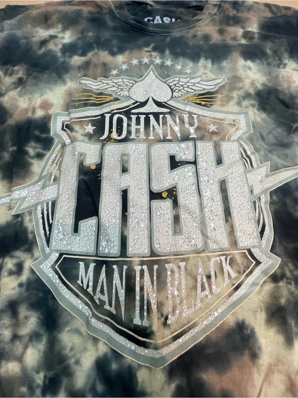 Johnny Cash Tie-Dye Graphic Tee - Size: Large Man in Black - Picture 5 of 6